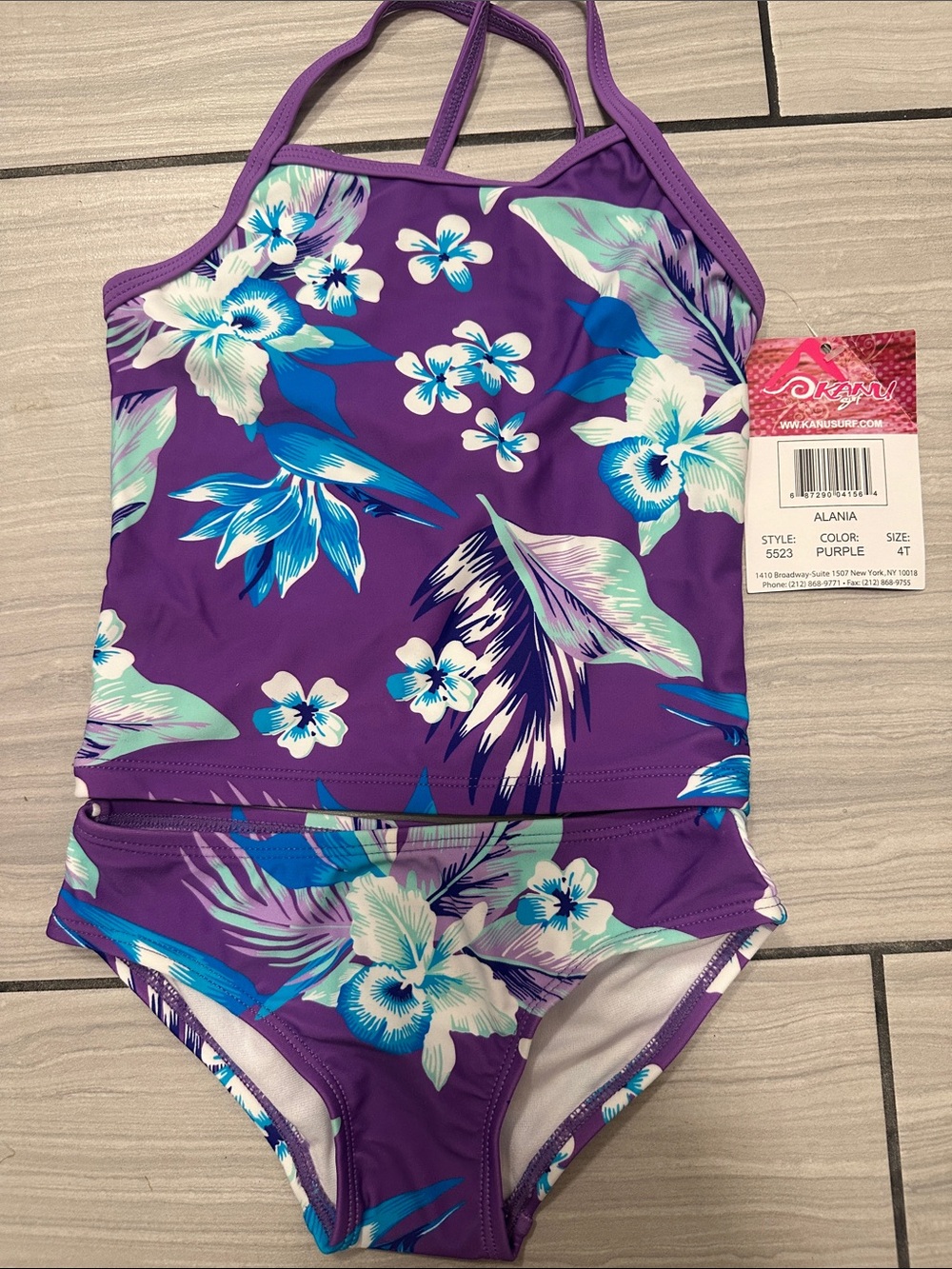 Kanu Surf Purple Floral Two-Piece Girls' Swim Set
